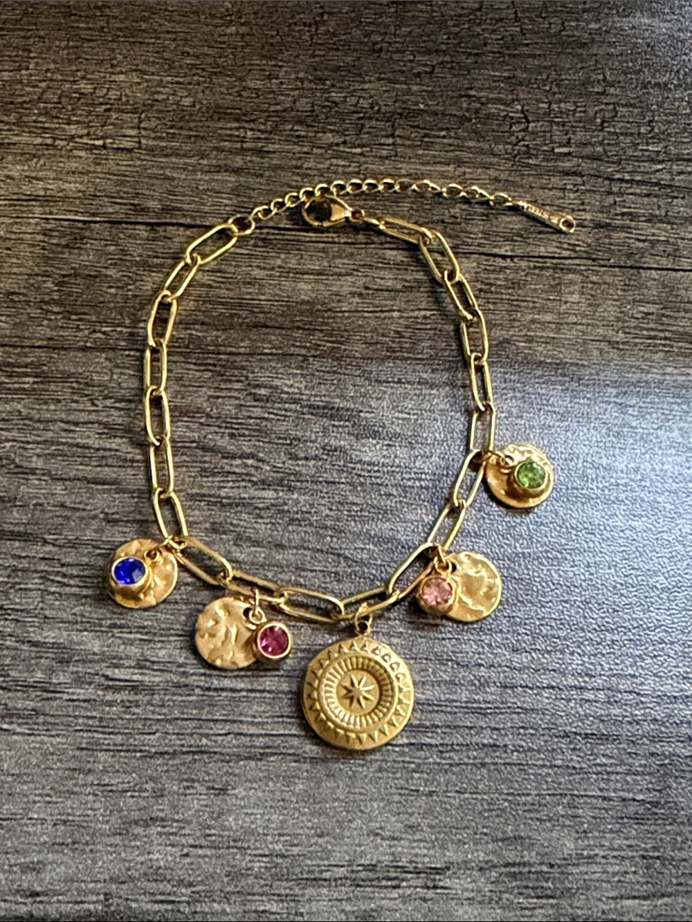 GP SS Multi Color Round Charm Bracelet